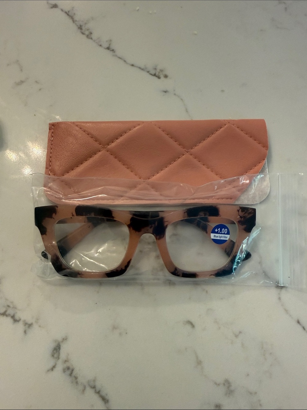 Tortoiseshell Blue Light/Reader Blocking Glasses with Pink Case